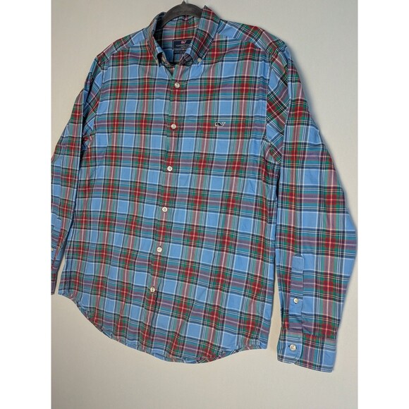 Vineyard Vines Shirt Mens M Blue Plaid Classic Fit Tucker Long Sleeve Button Up - Picture 2 of 10